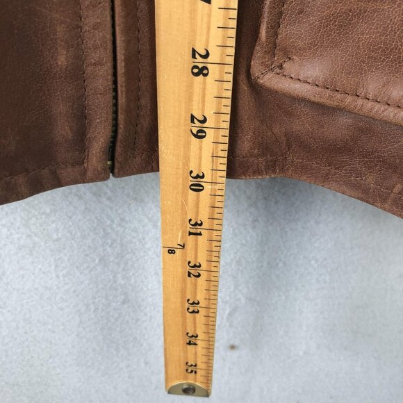 Wilsons Leather Jacket Mens 2XL Brown Zip Front Collared Button Pocket Coat - Picture 4 of 16